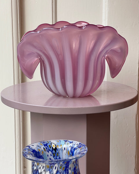 Vintage opal pink Murano shell bowl