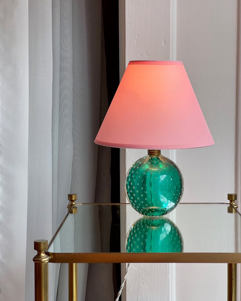 Vintage green bubble Murano table lamp (with shade)