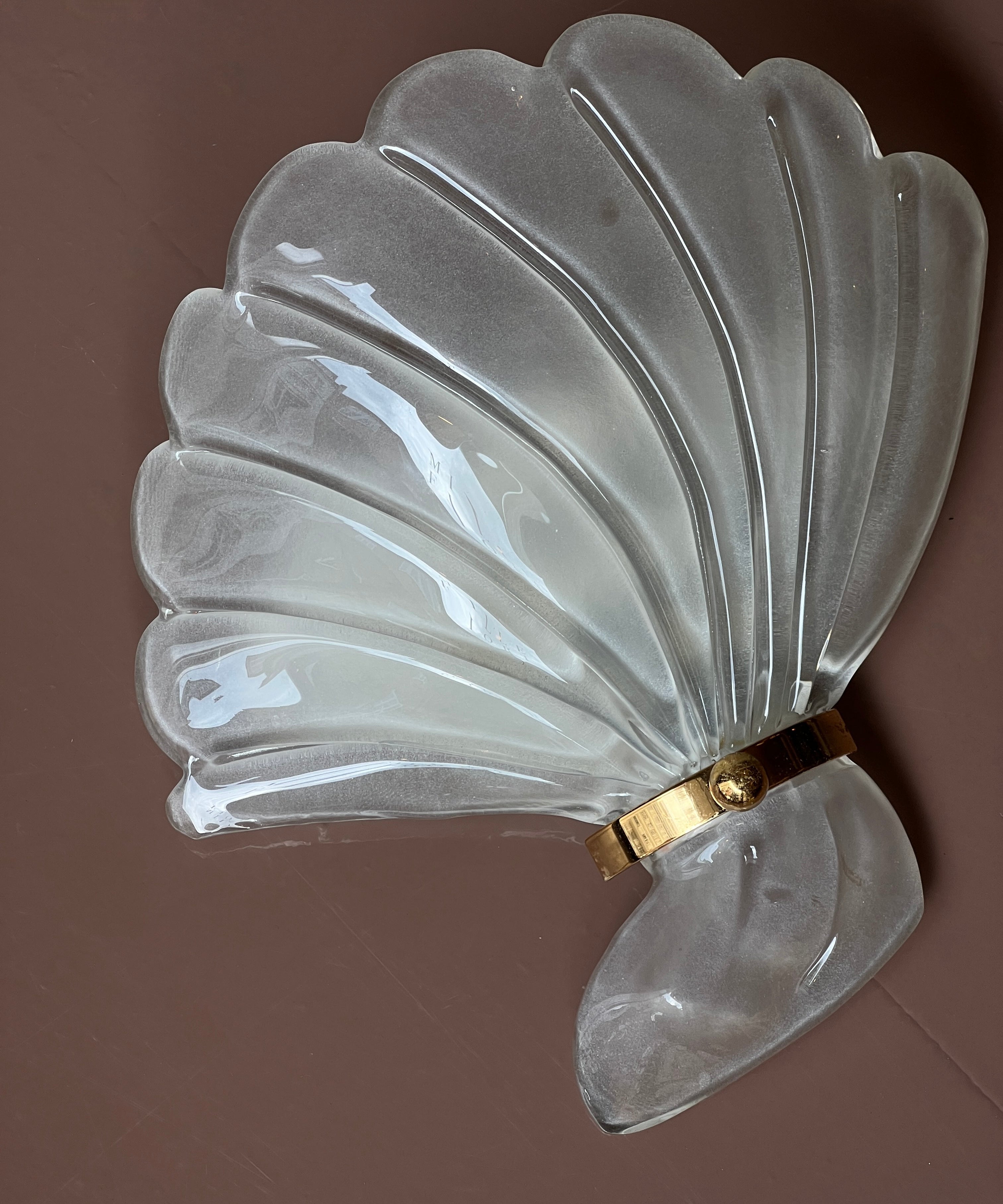 Vintage white Murano shell wall lamp