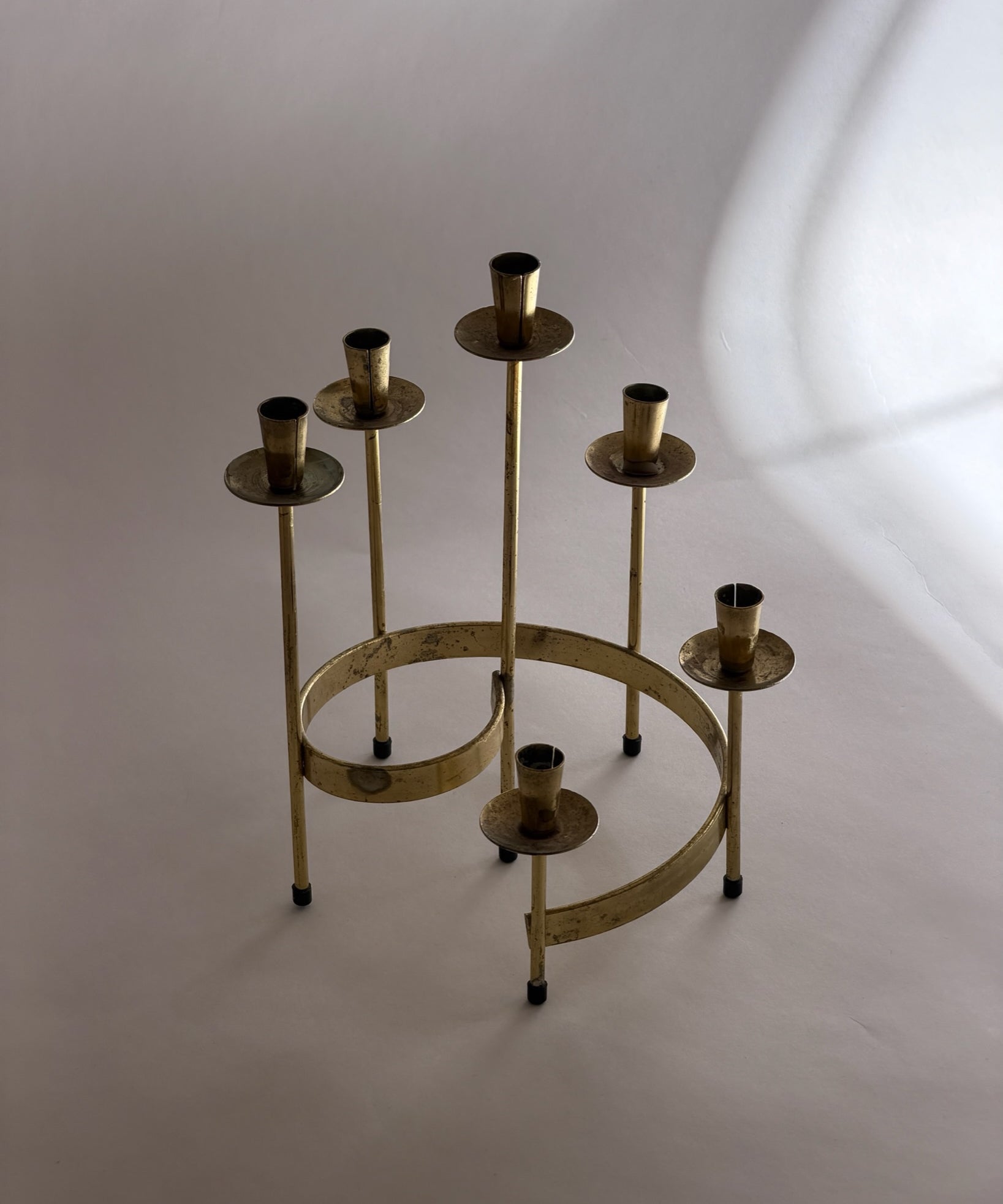 Vintage brass swirl candle holder
