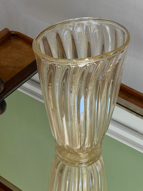 Vintage golden / clear swirl Murano vase