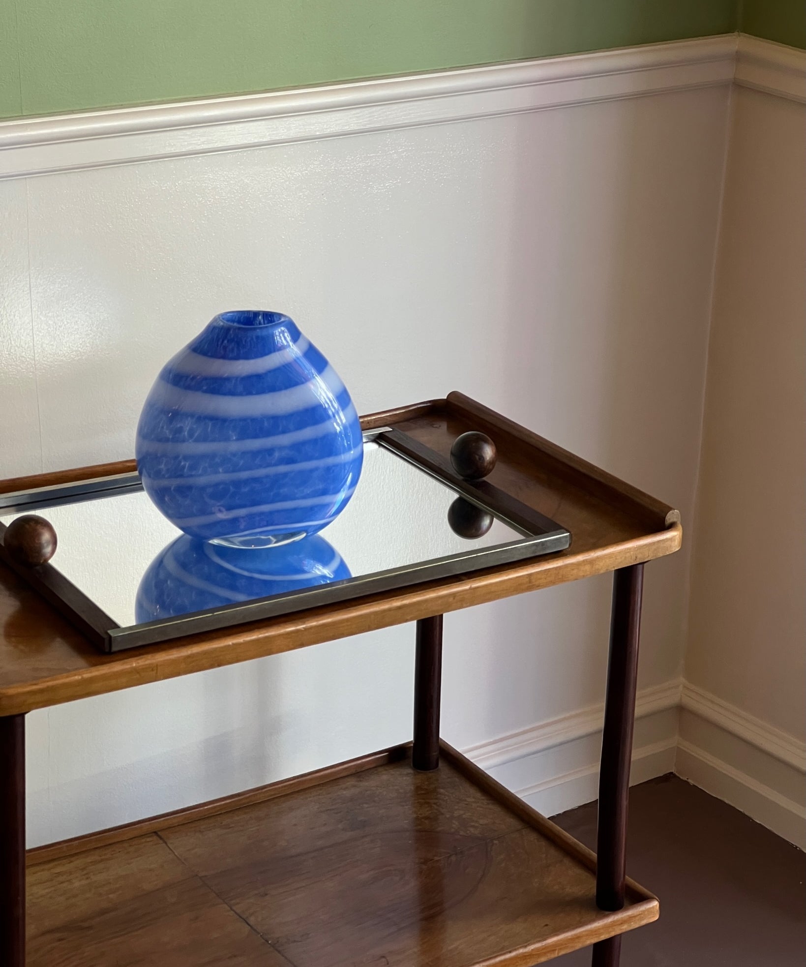 Vintage blue/light blue striped Murano vase