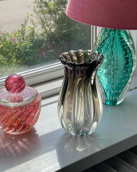Vintage clear / dark Murano vase