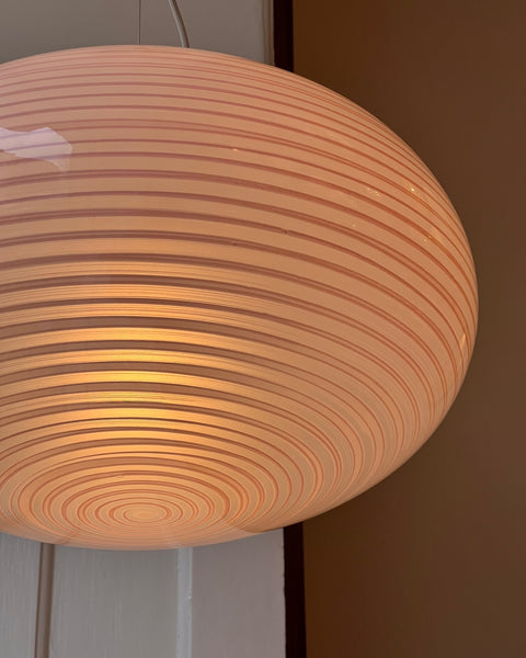 Vintage oval pink / white swirl Murano ceiling lamp (D50)