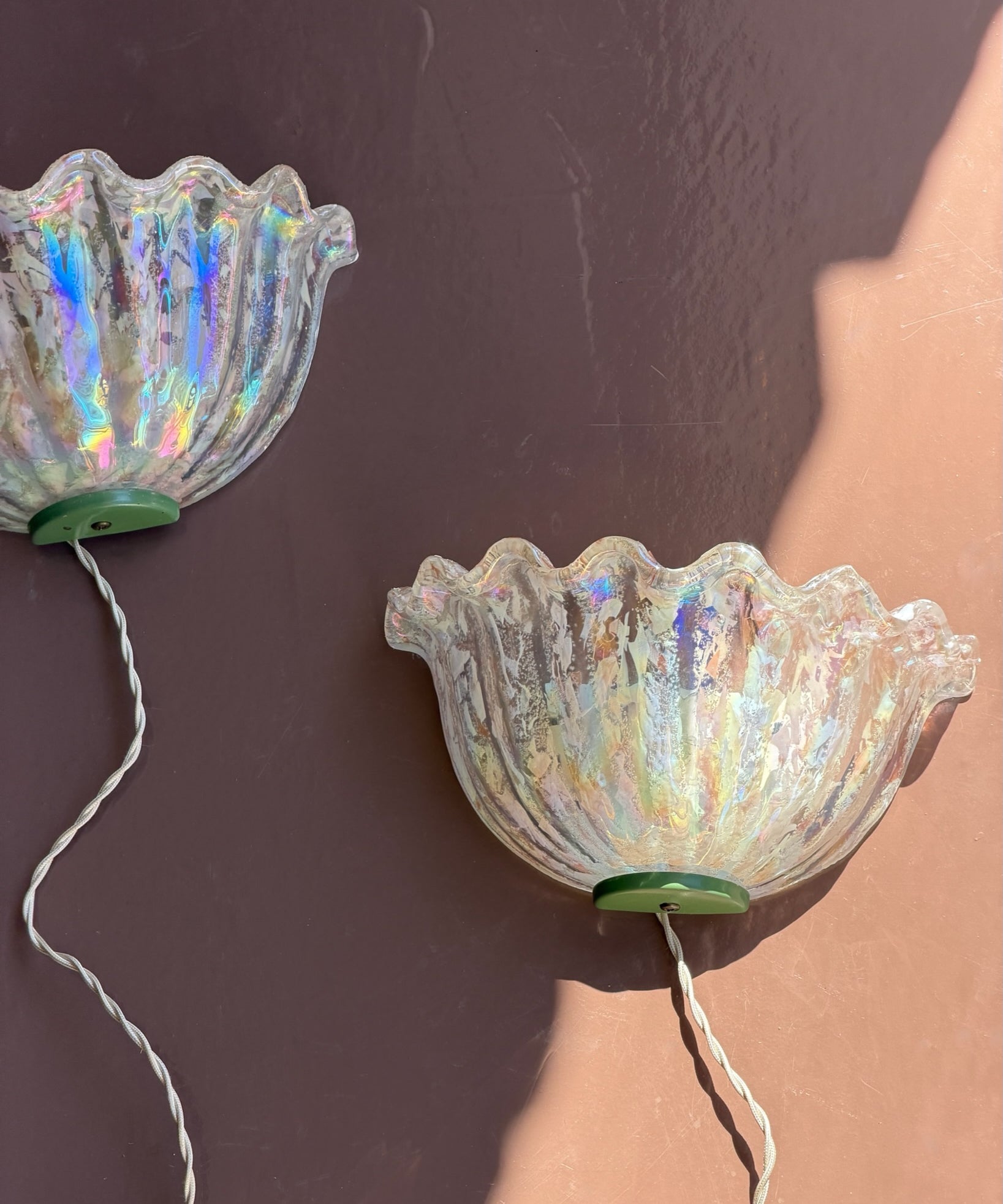 Vintage iridescent Murano wall lamp (2 available)