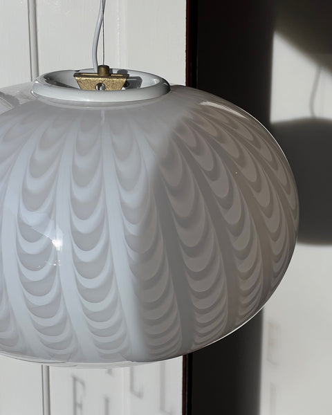 Vintage Murano oval white ceiling lamp (D45)