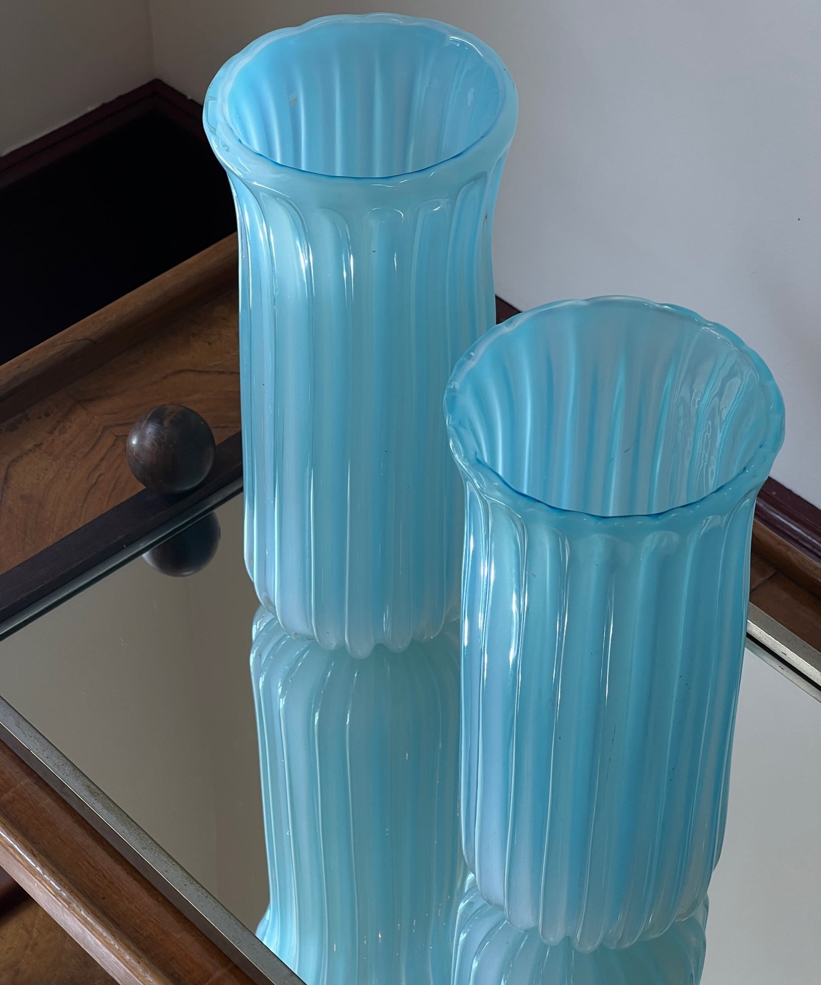 Vintage opal blue Murano vase (2 available)