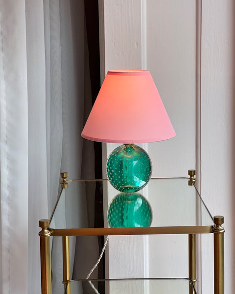 Vintage green bubble Murano table lamp (with shade)