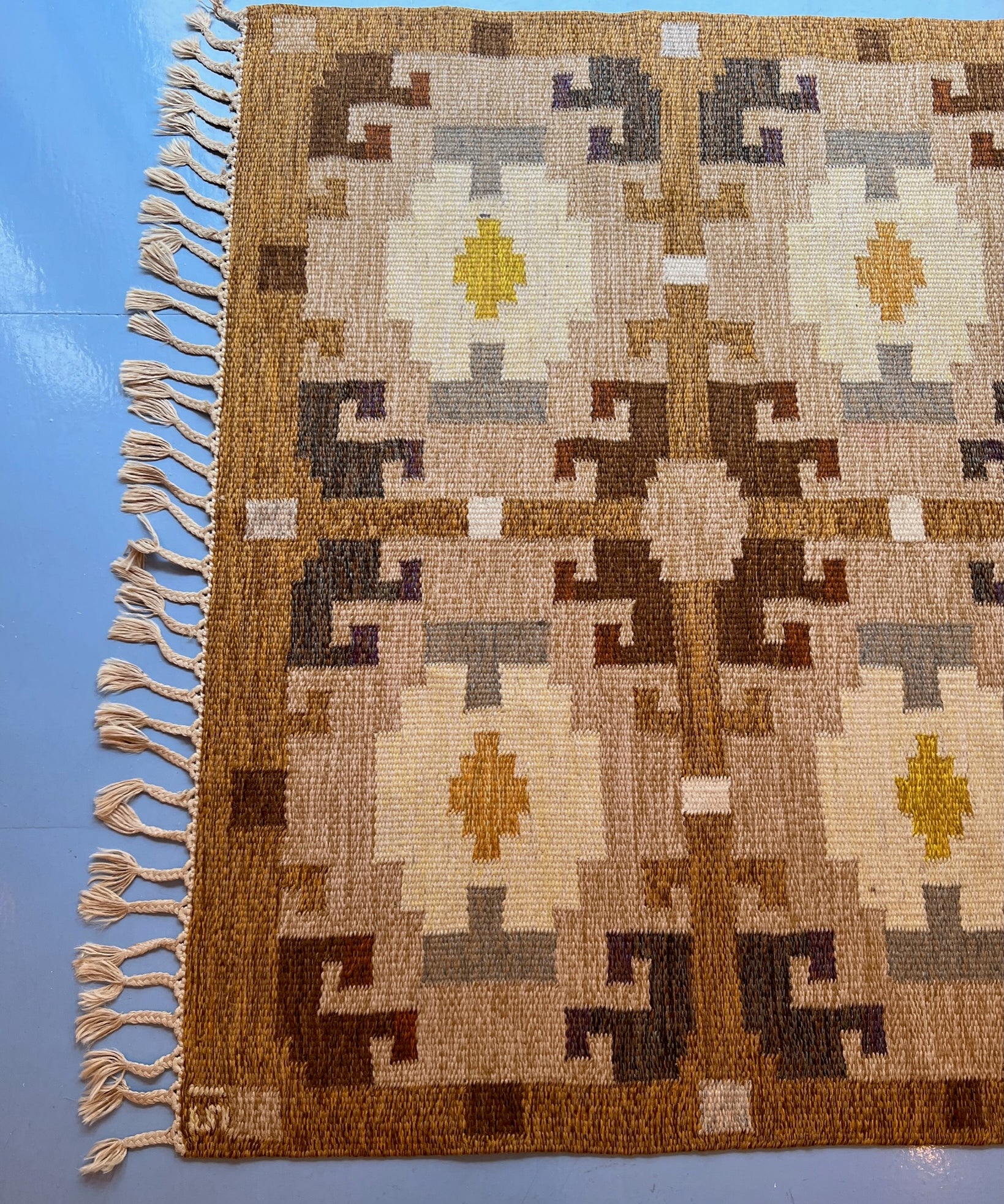Vintage flat weave rug by Ingegerd Silow (IS)
