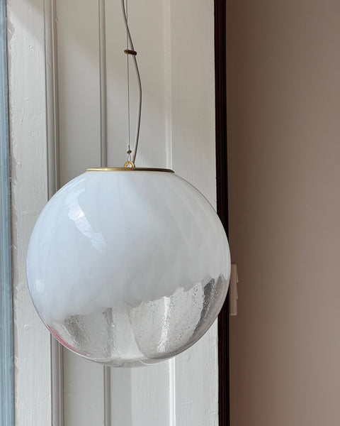 Vintage white clear Murano ceiling lamp (D35)