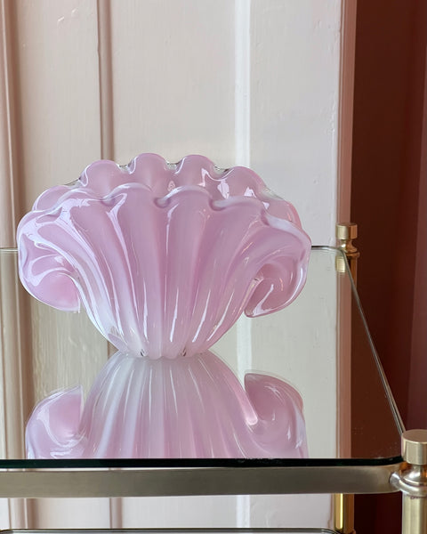 Vintage opal pink Murano shell bowl