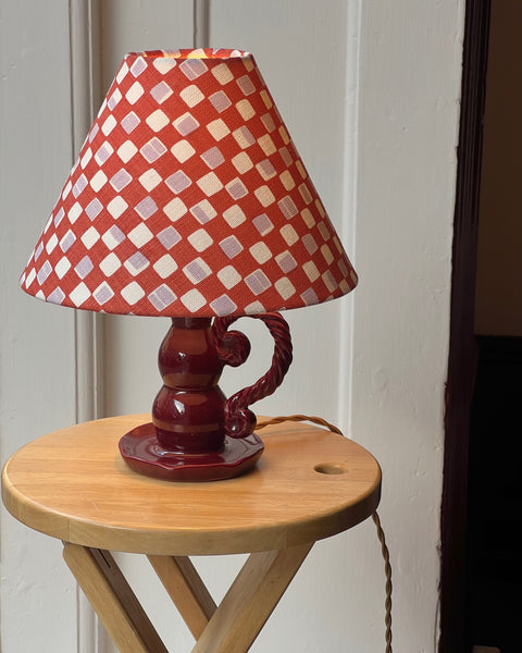 Vintage burgundy red ceramic table lamp