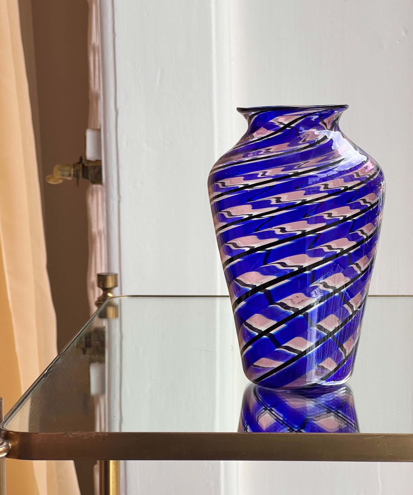 Vintage blue swirl Murano vase