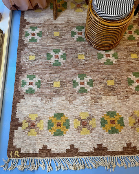 Vintage flat weave rug by Ida Rydelius (IR)