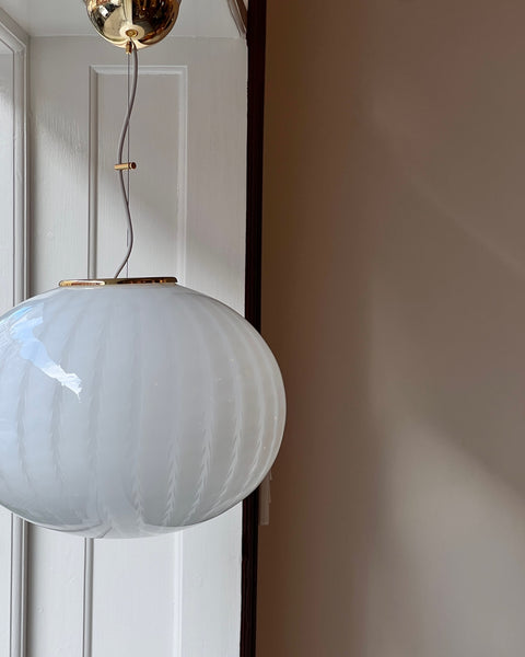 Vintage Murano oval white ceiling lamp (D45)