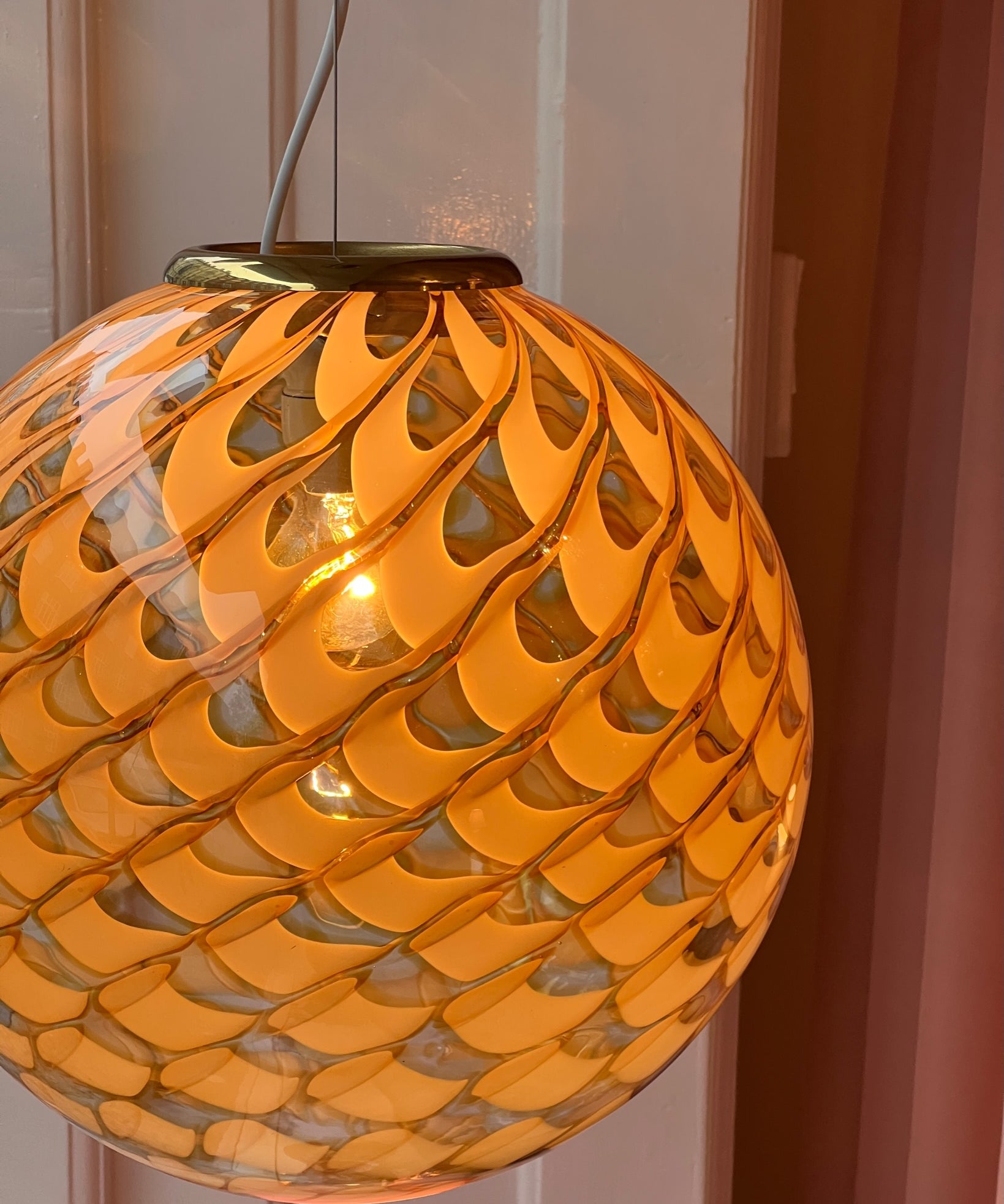 Vintage golden clear Murano ceiling lamp (D35)