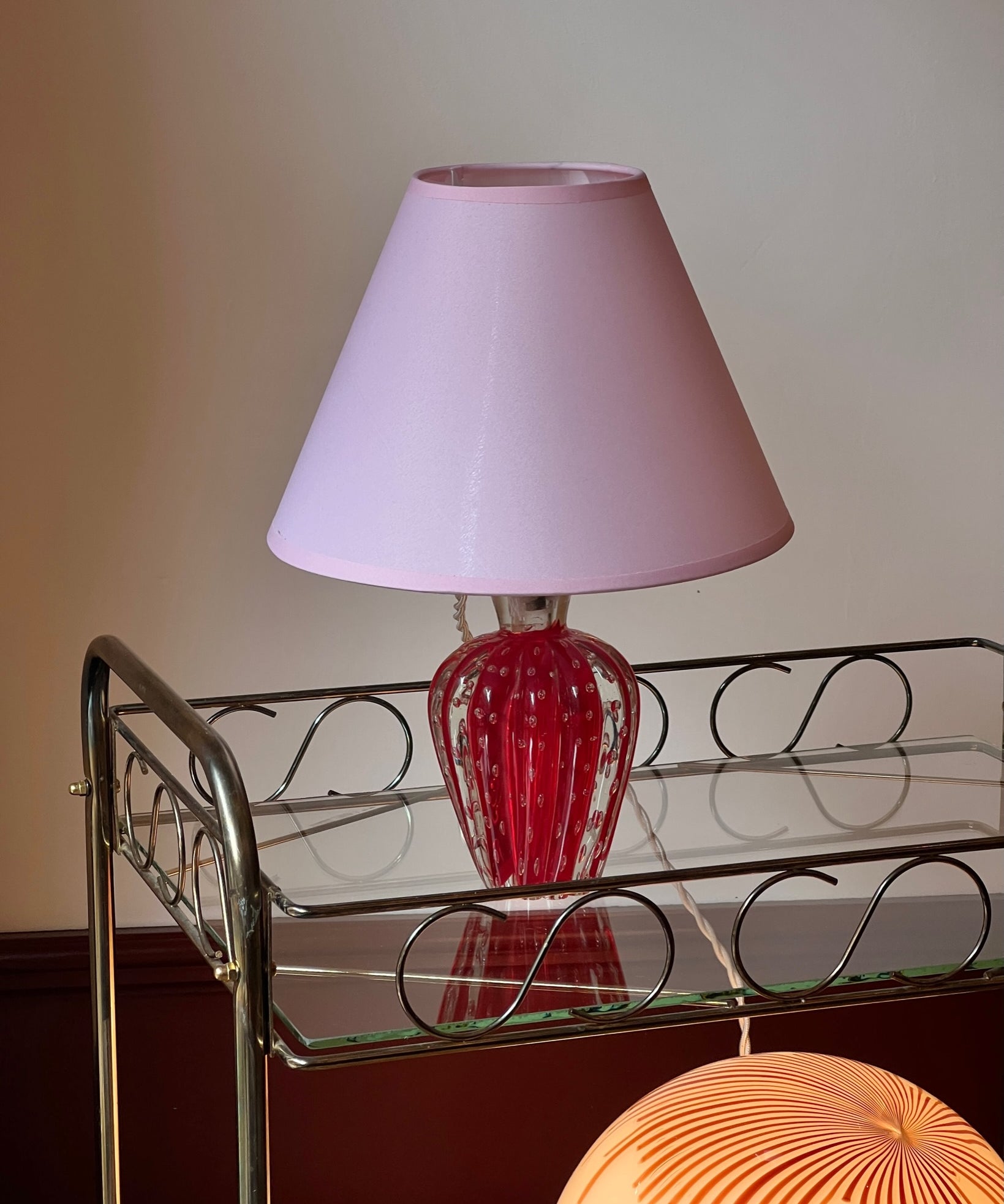 Vintage red Murano table lamp