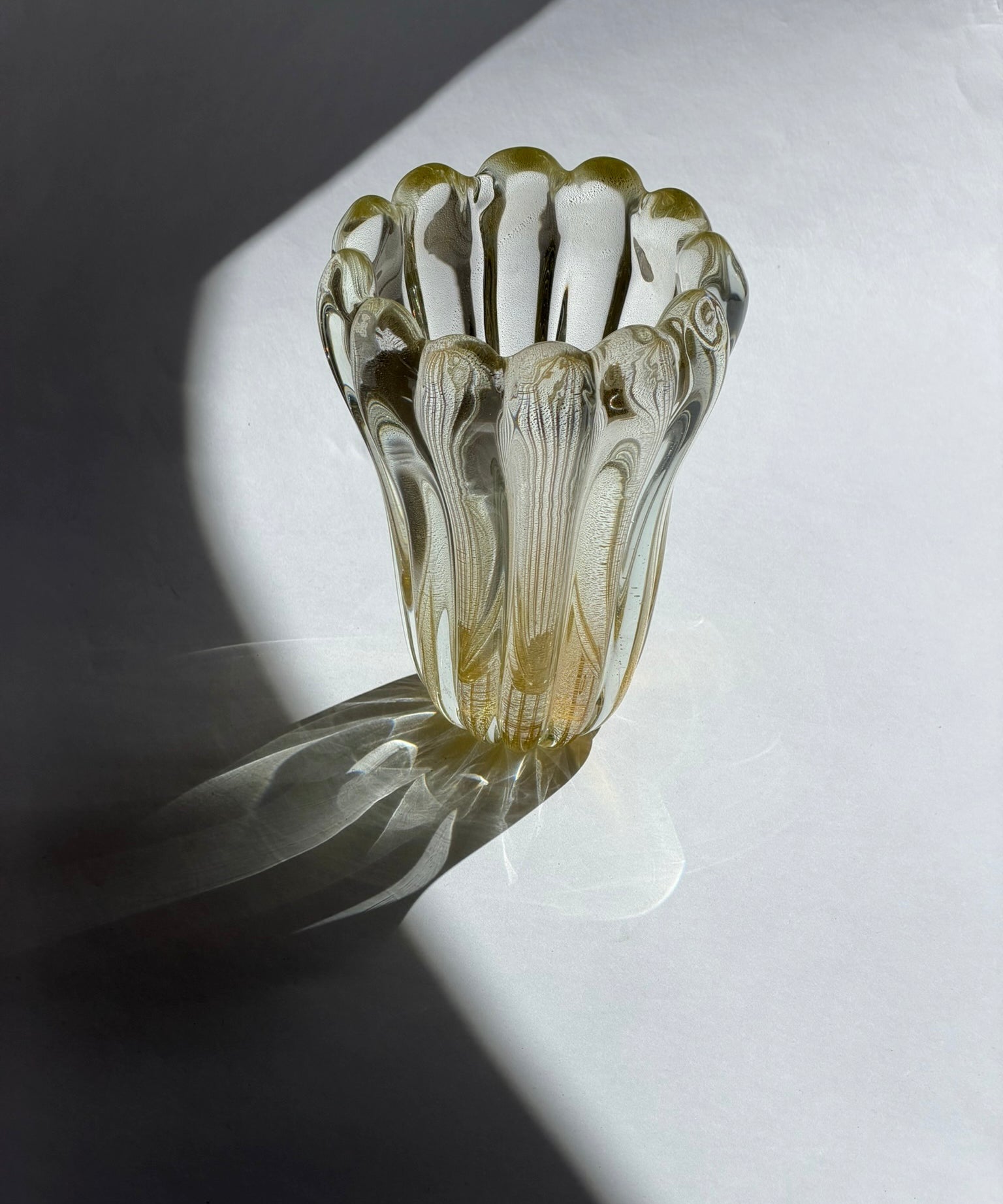 Vintage golden / clear Murano vase