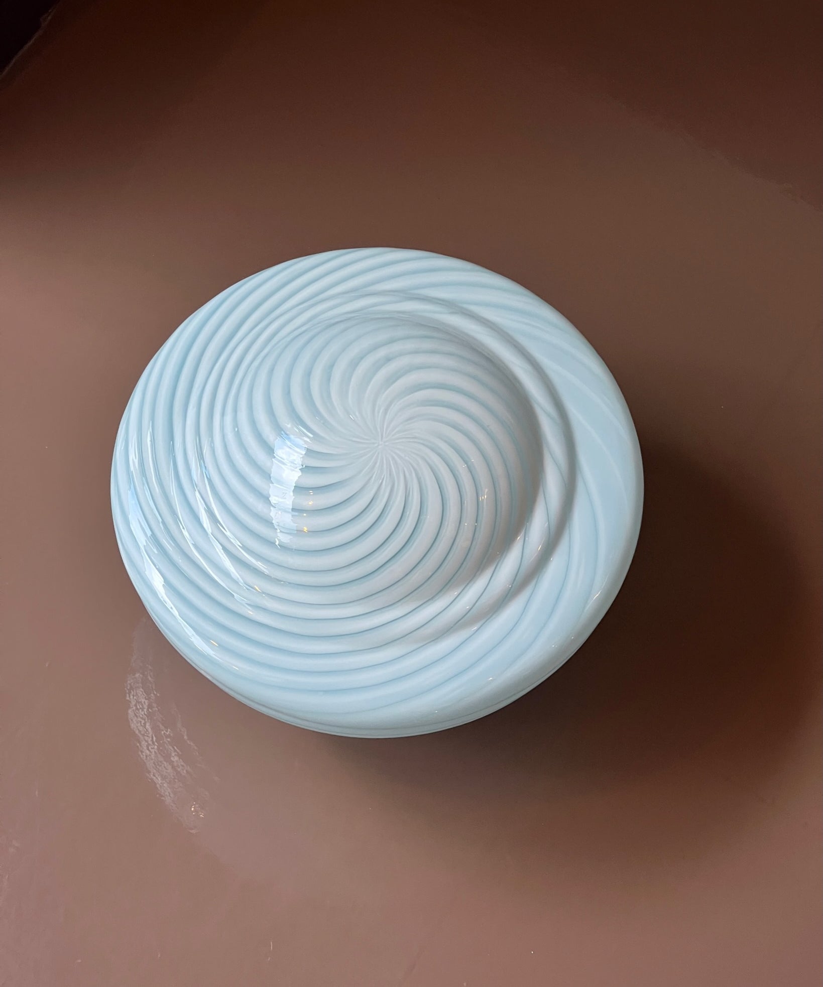 Vintage Murano light blue swirl ceiling/wall lamp (D30)