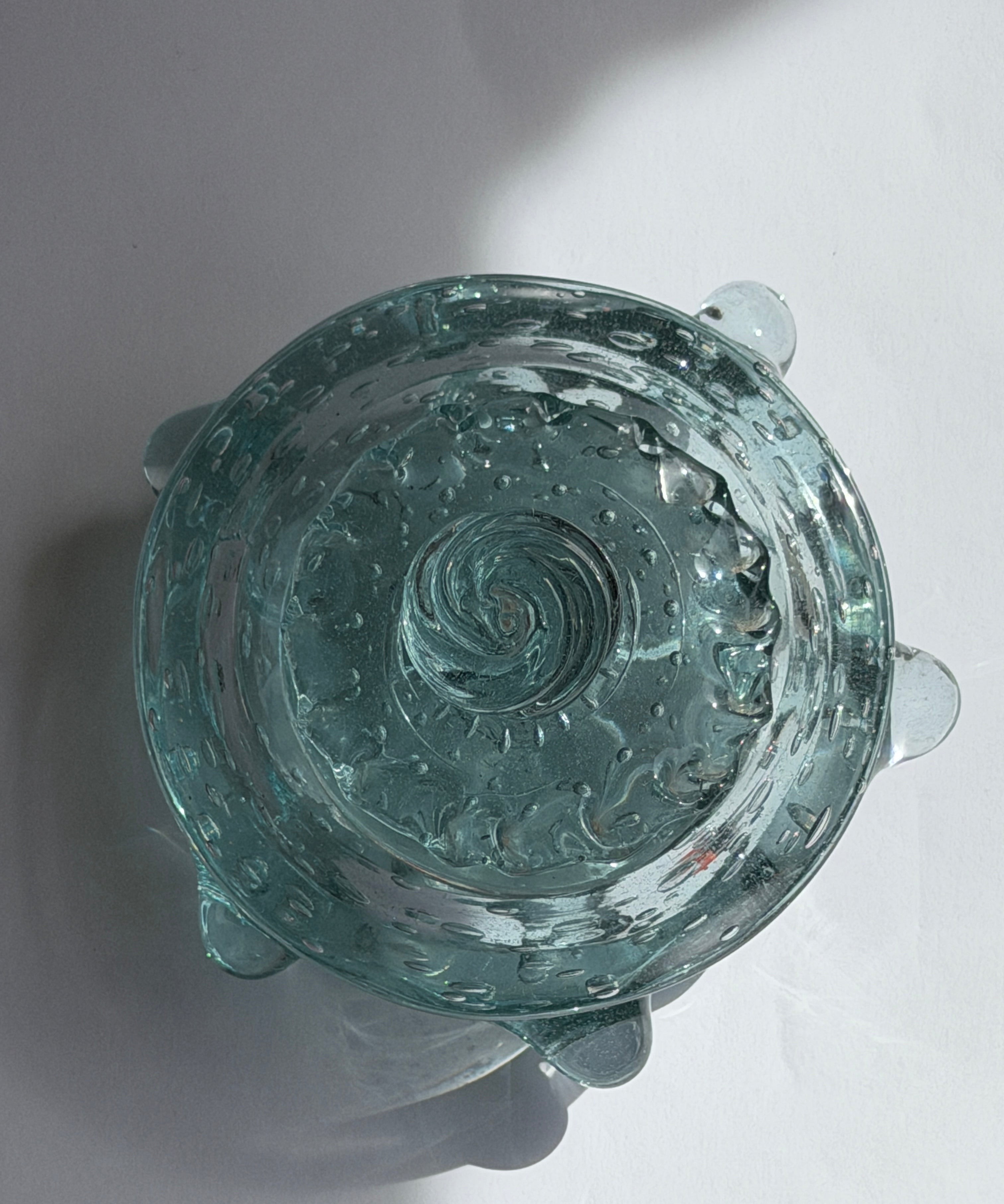 Vintage clear / light blue Murano bonbonniere