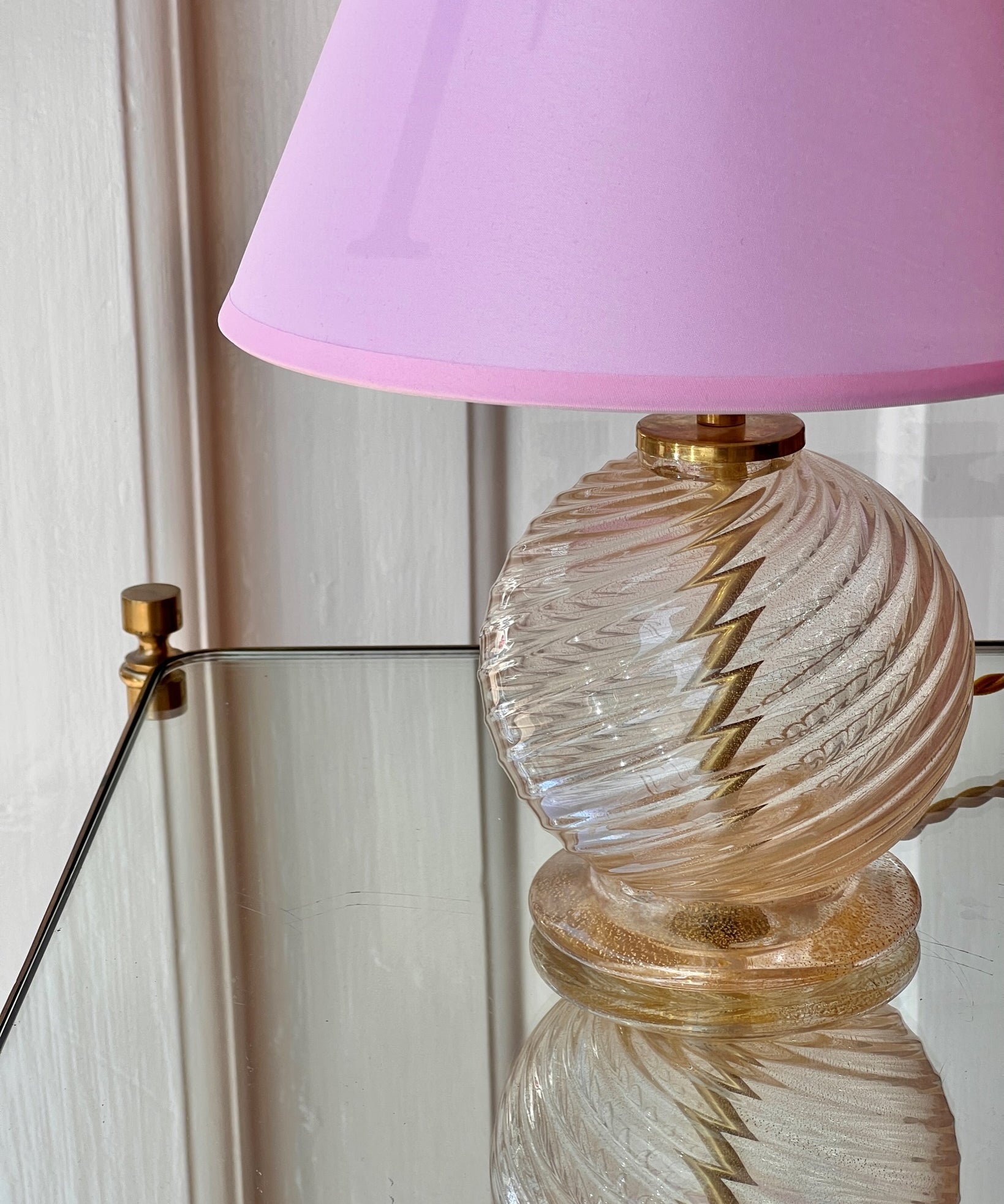 Vintage clear/golden swirl Murano table lamp (with shade)