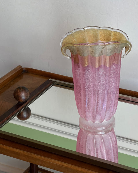 Vintage pink/golden Murano vase