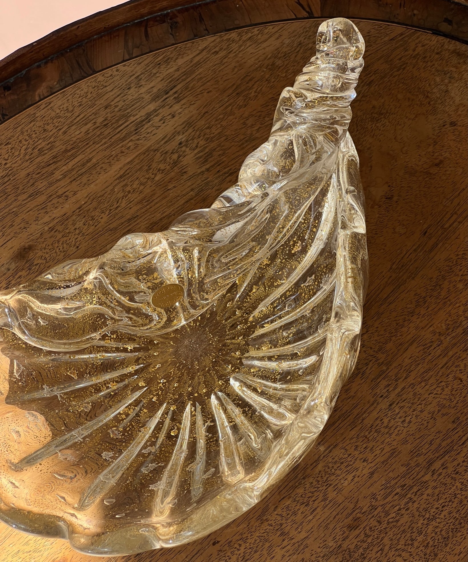 Vintage golden / clear Murano shell bowl