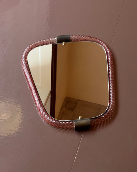 Vintage Italian mirror with pink glass frame