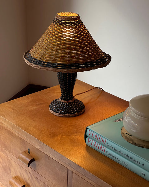 Vintage french rattan table lamp