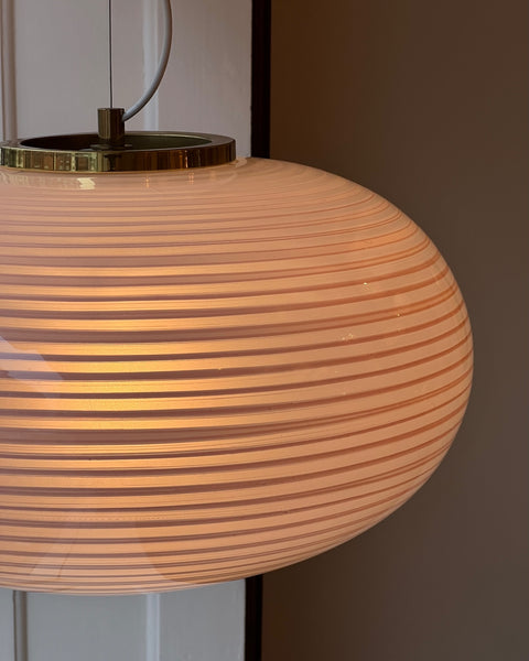 Vintage oval pink / white swirl Murano ceiling lamp (D50)