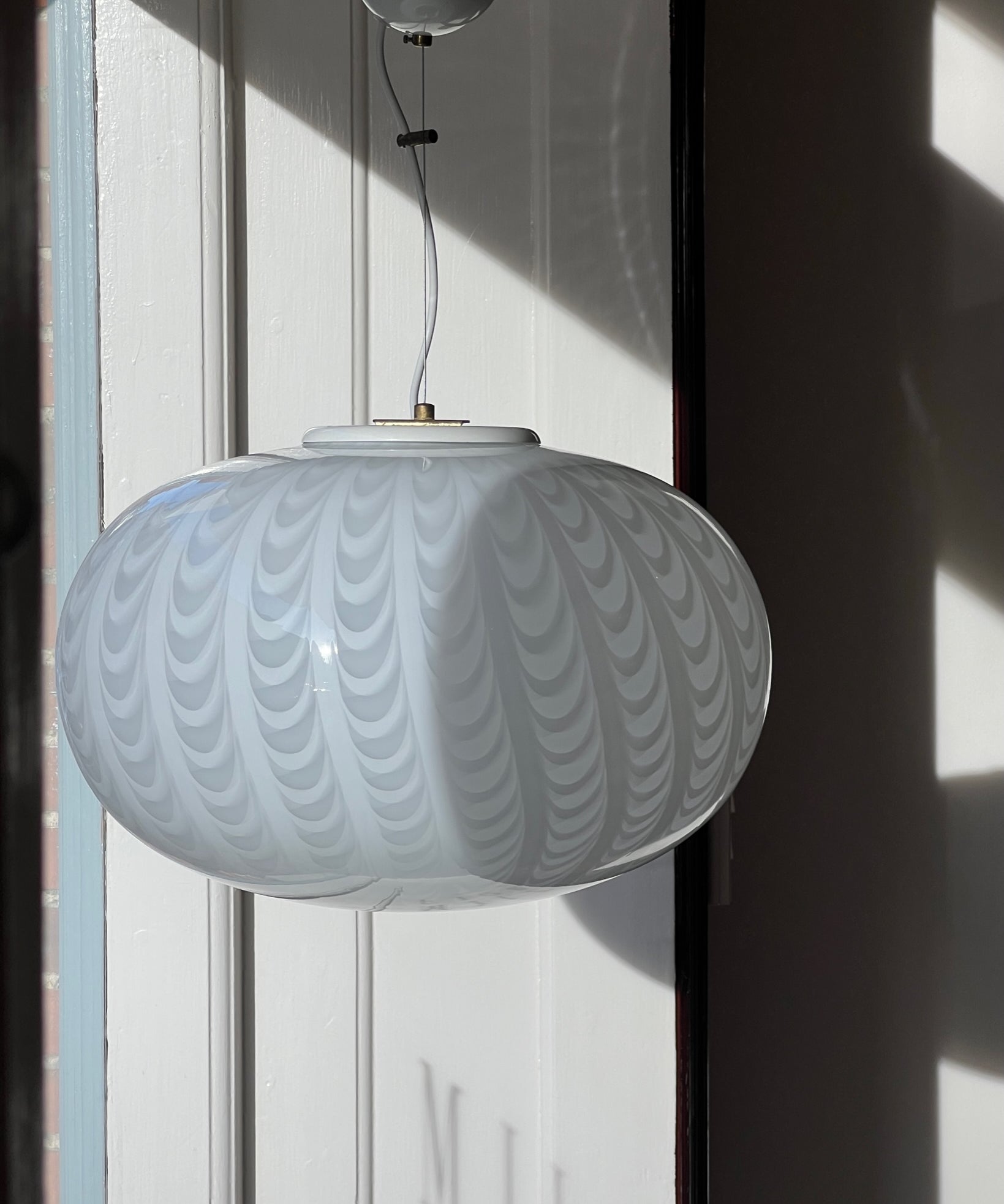 Vintage Murano oval white ceiling lamp (D45)