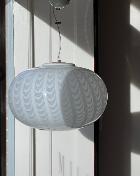 Vintage Murano oval white ceiling lamp (D45)