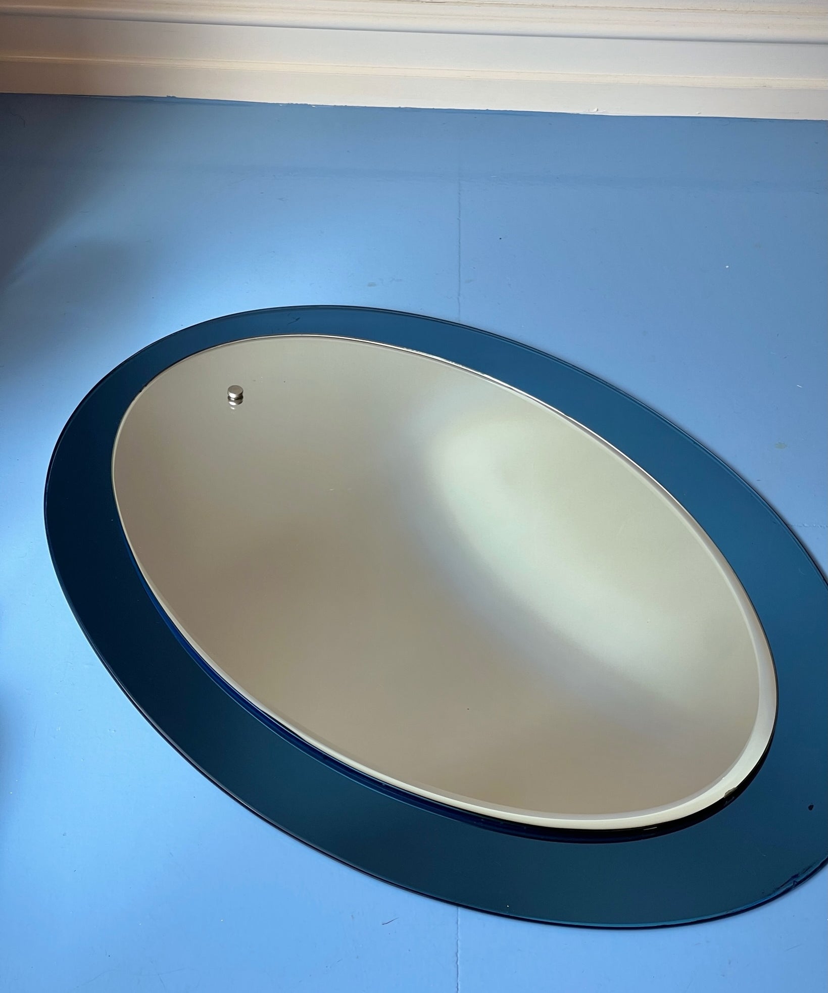 Vintage Italian mirror with blue mirror frame