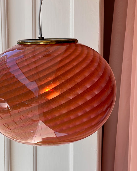 Vintage Murano orange/pink swirl ceiling lamp (D33)