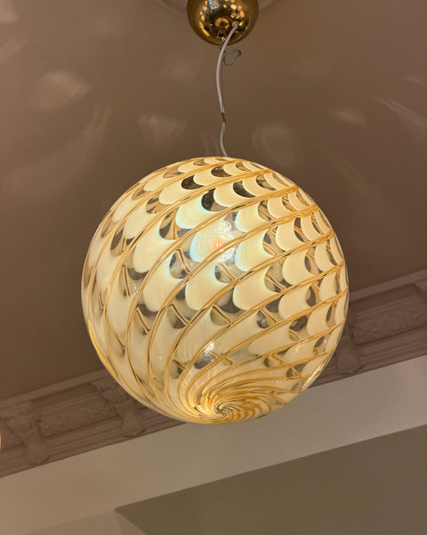 Large vintage golden clear Murano ceiling lamp (D45)