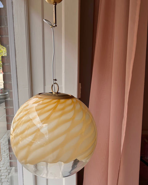 Large vintage golden clear Murano ceiling lamp (D45)
