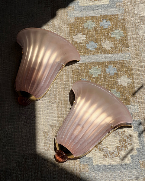 Vintage pink / shimmer Murano wall lamp (2 available)