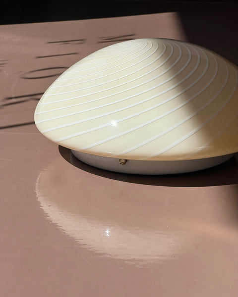 Vintage Murano cream/white swirl ceiling/wall lamp (D28)