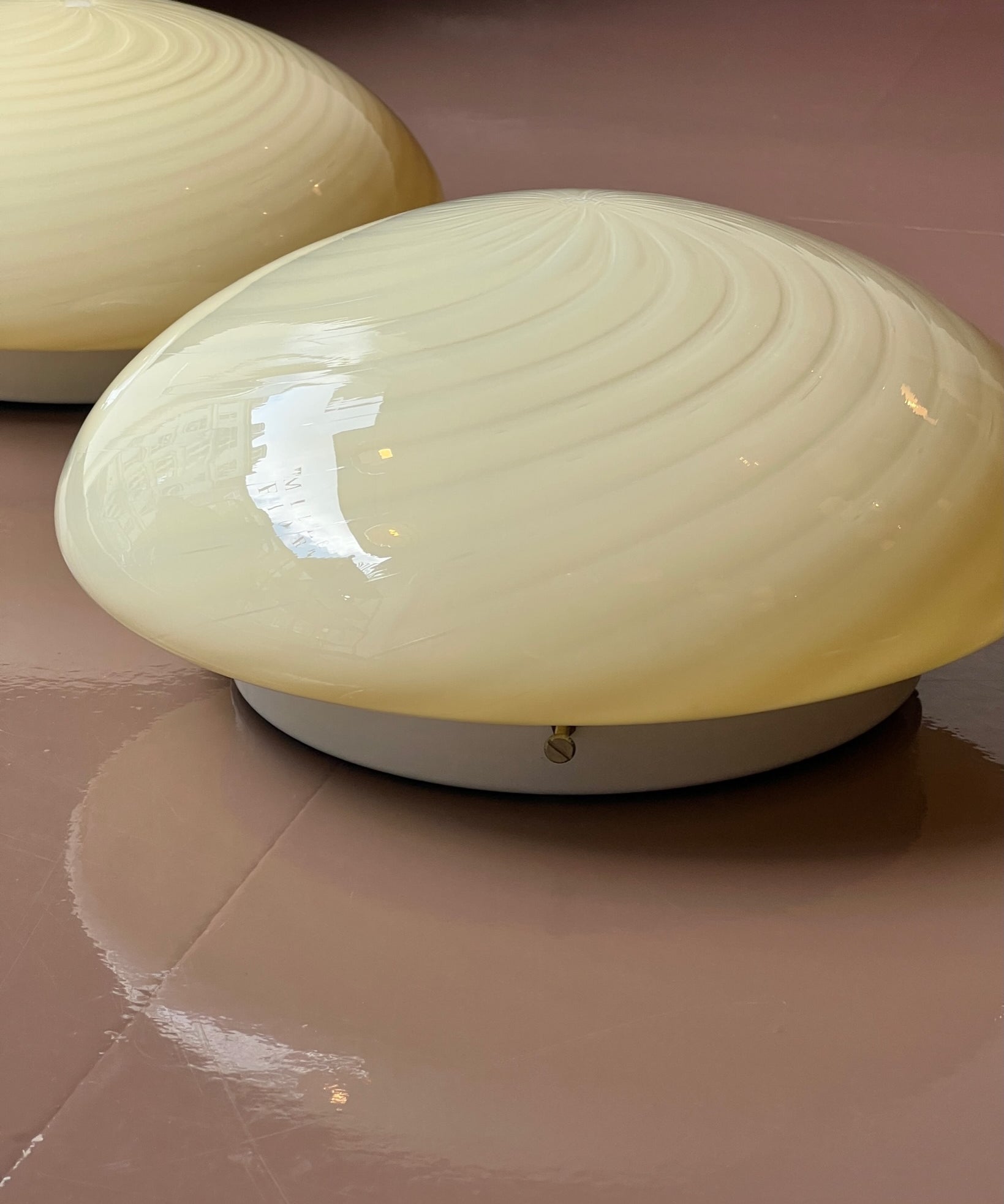 Vintage Murano yellow swirl ceiling/wall lamp (D30)