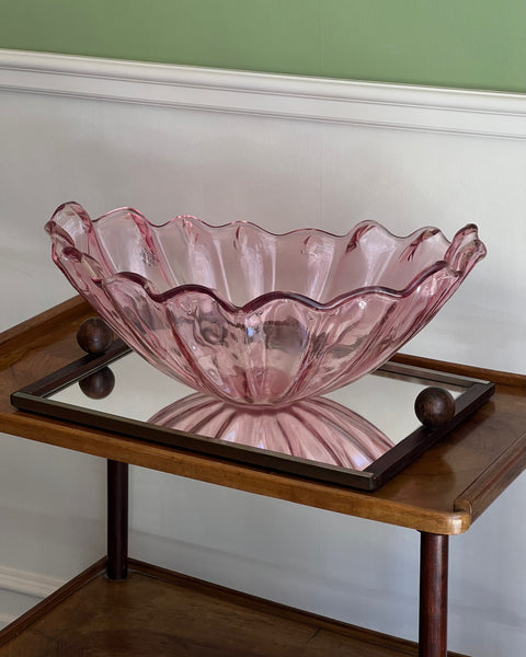 Vintage large pink Murano shell bowl