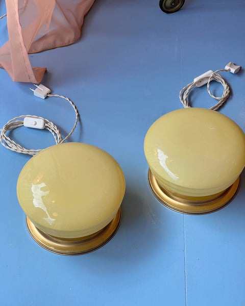 Vintage Murano opal yellow ceiling/wall lamp (2 available)