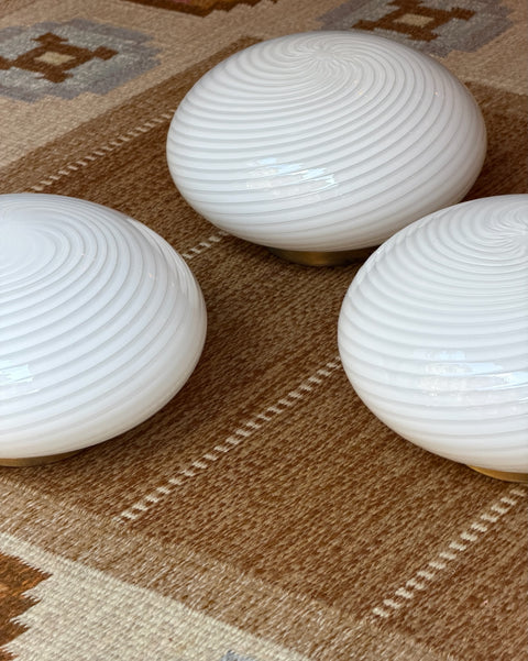 Vintage Murano white swirl ceiling/wall lamp (D28) (3 available)