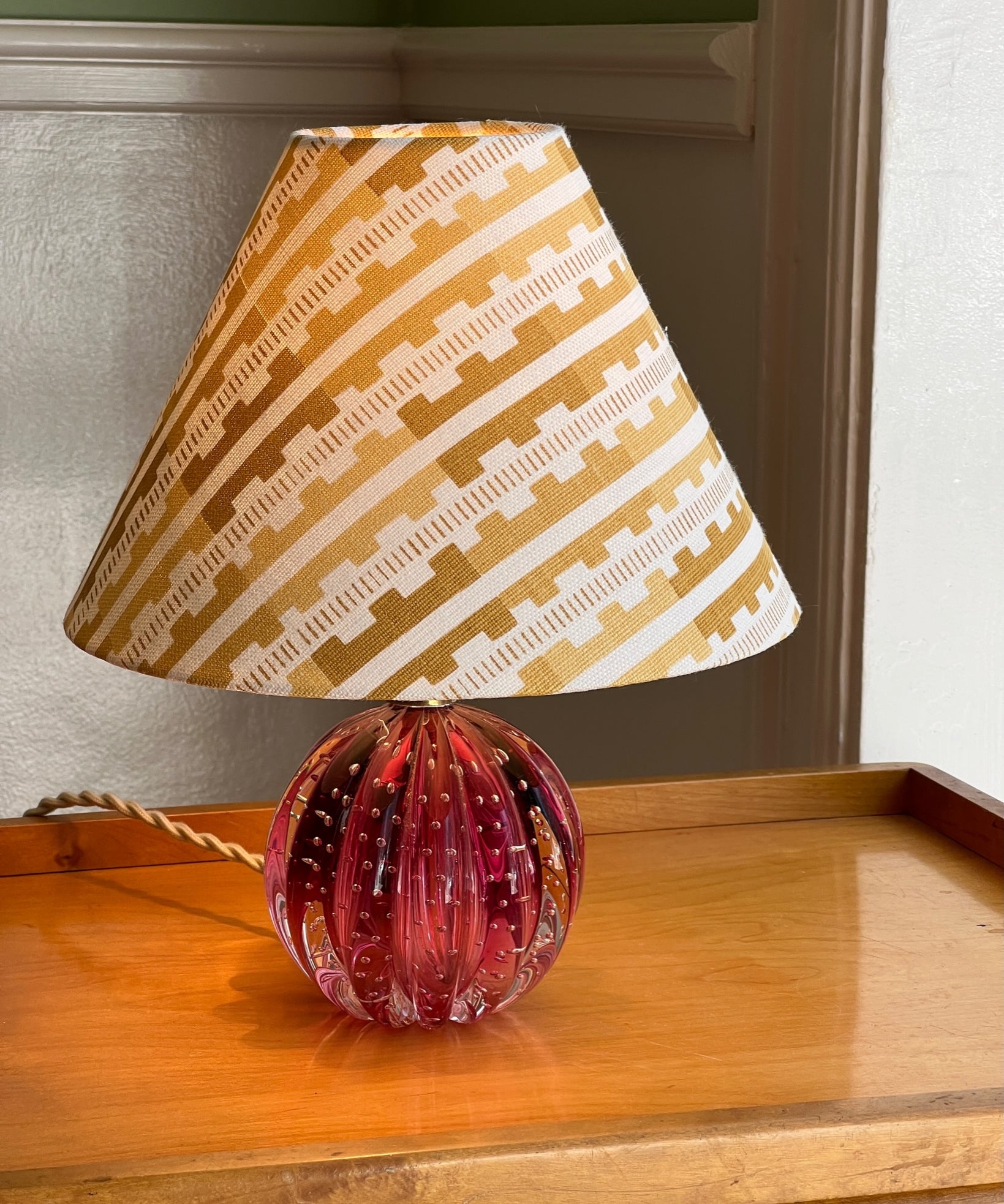 Vintage pink Murano table lamp (incl. lampshade)