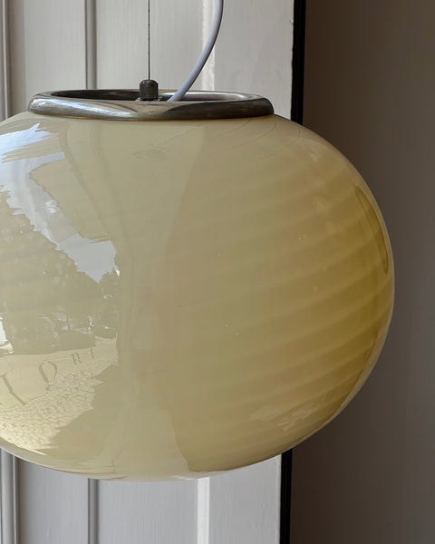 Vintage oval yellow swirl Murano ceiling lamp (D40)