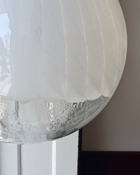 Large vintage white clear Murano ceiling lamp (D50)