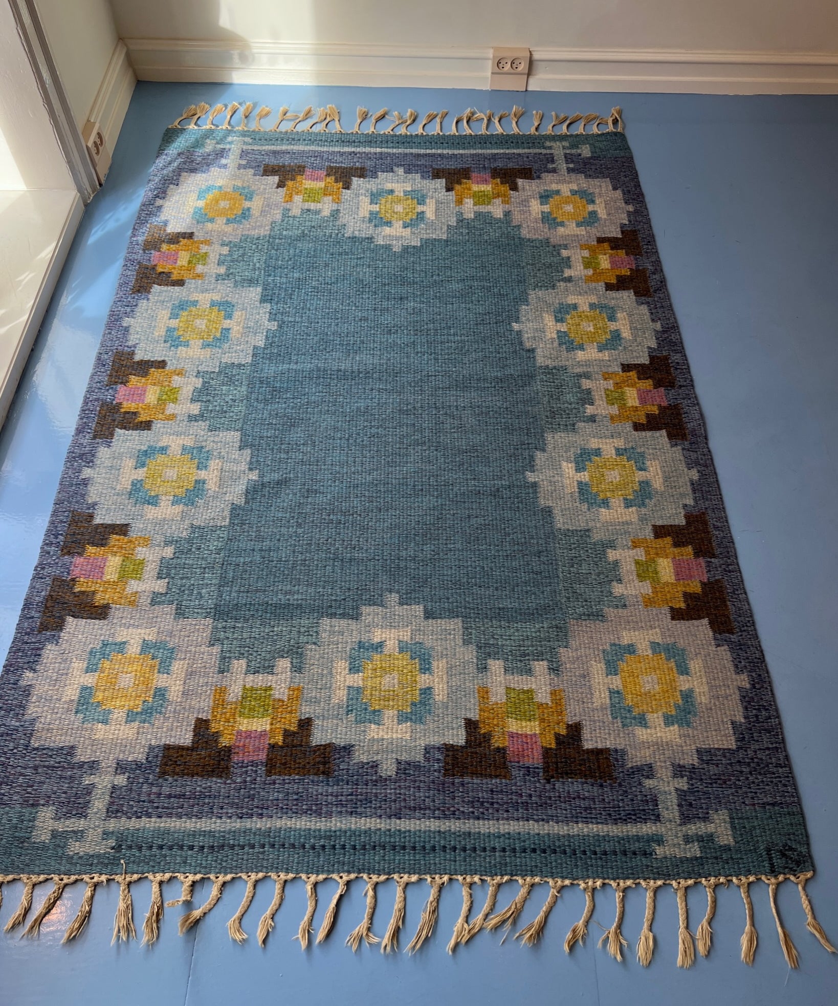 Vintage flat weave rug by Ingegerd Silow (IS)