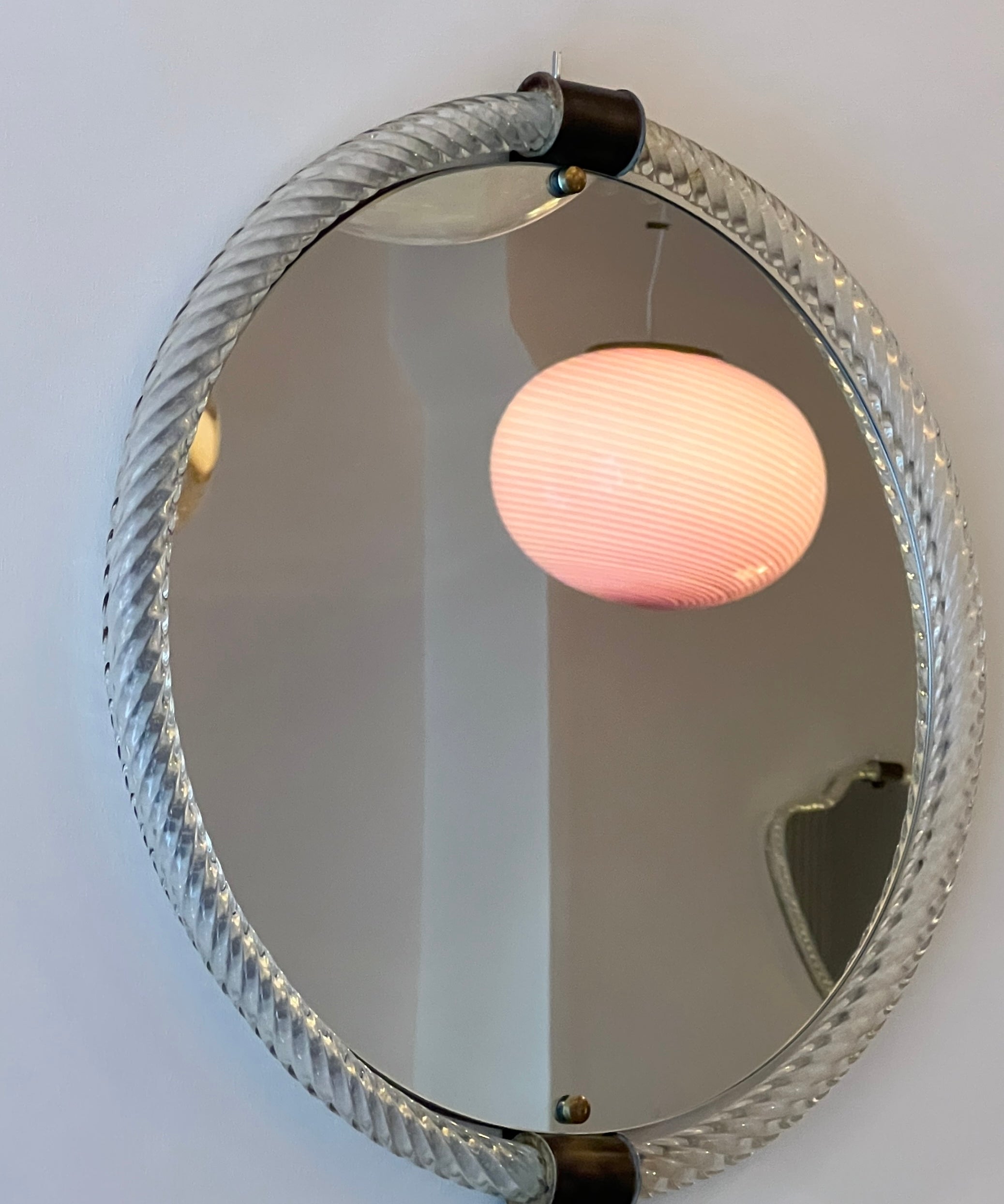 Vintage Italian mirror with twisted clear glass frame