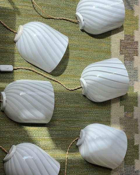 Vintage Murano white swirl wall lamp (6 available)