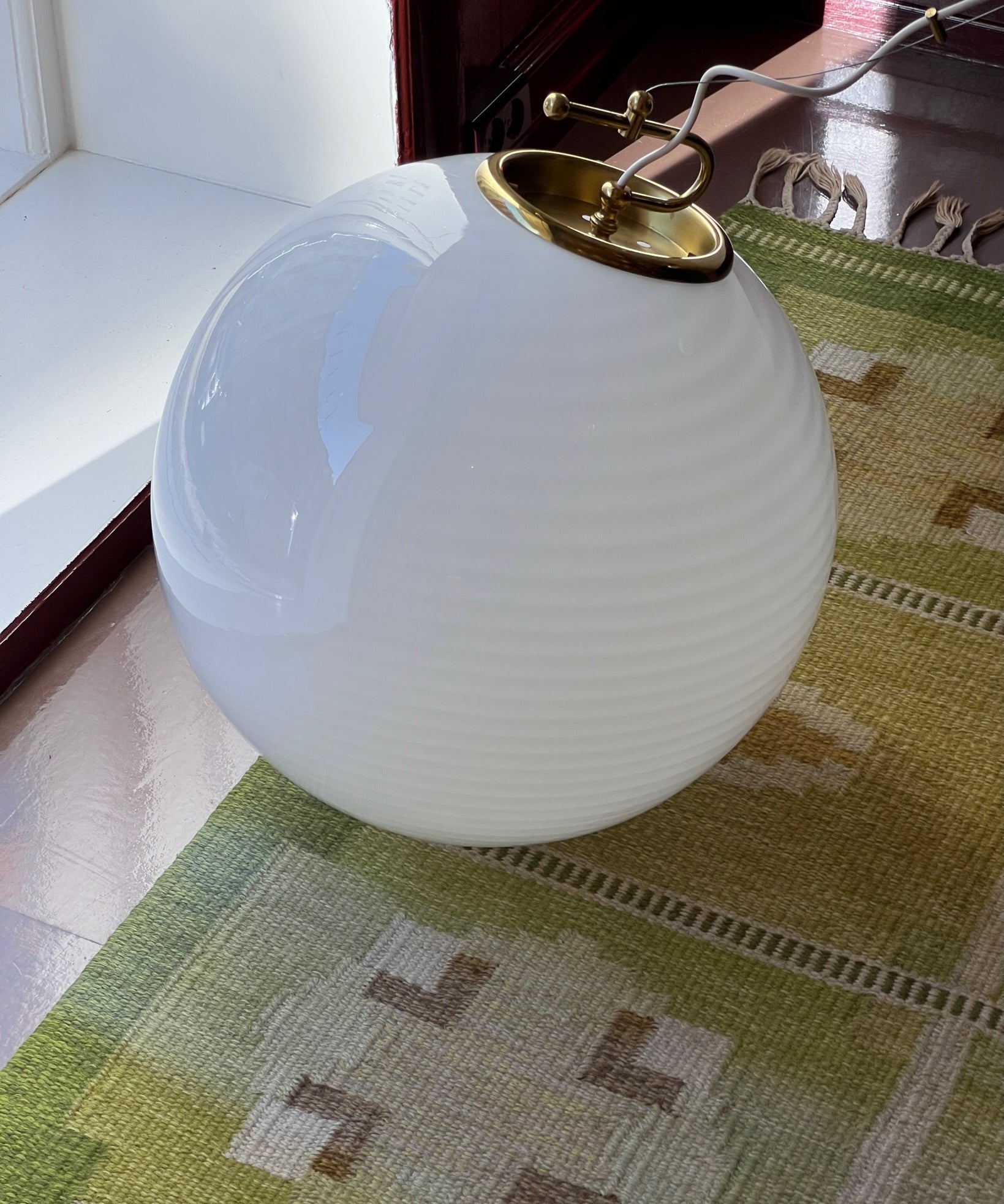 Vintage Murano white swirl ceiling lamp (D50)