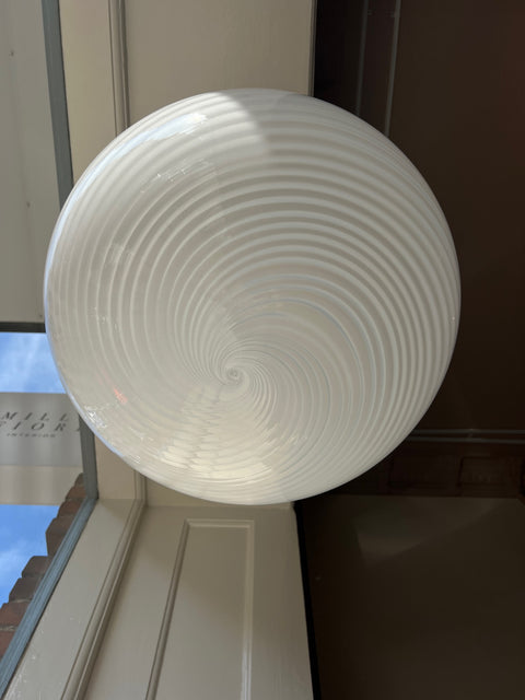 Vintage Murano white swirl oval ceiling lamp (D40)